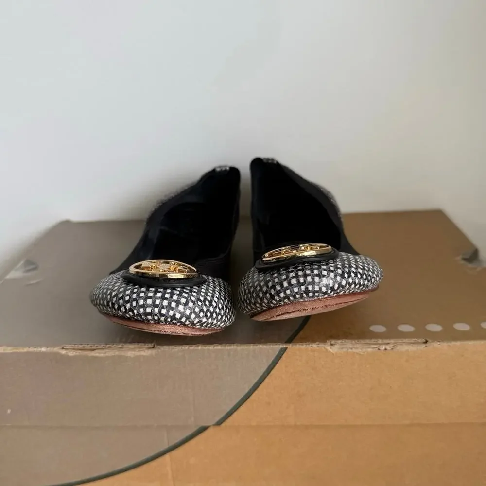 Tory Burch Caroline 2 ‘Tidal Grid’ Women Ballet Flats- SZ 5